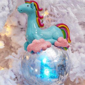COLOR CHANGING Lighted Unicorn Ornaments BLUE